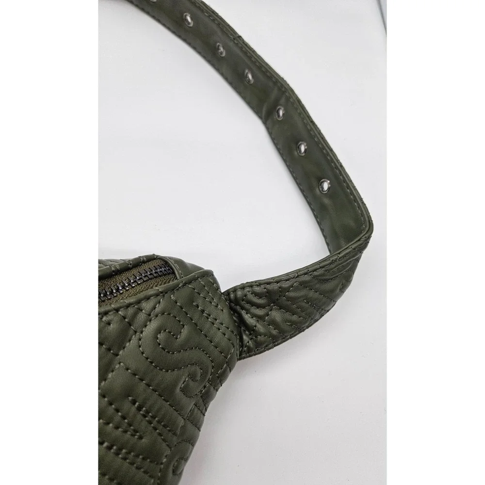 Steve Madden Quilted Belt Bag Olive Green Fanny Pack Crossbody Adjustable‎ Strap